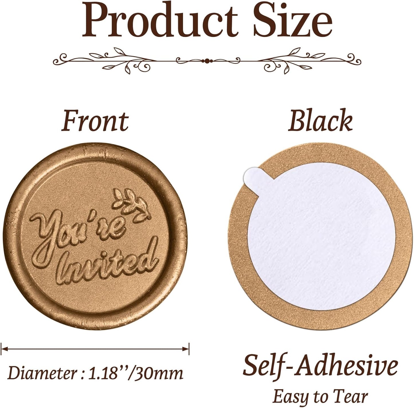 25 Pcs Handmade Wax Seal Stickers, Wedding Invitation Envelope Seal Stickers, Perfect for Invitation, Christmas, Gift Wrapping(You‘re Invited Style, Antique Gold Wax)