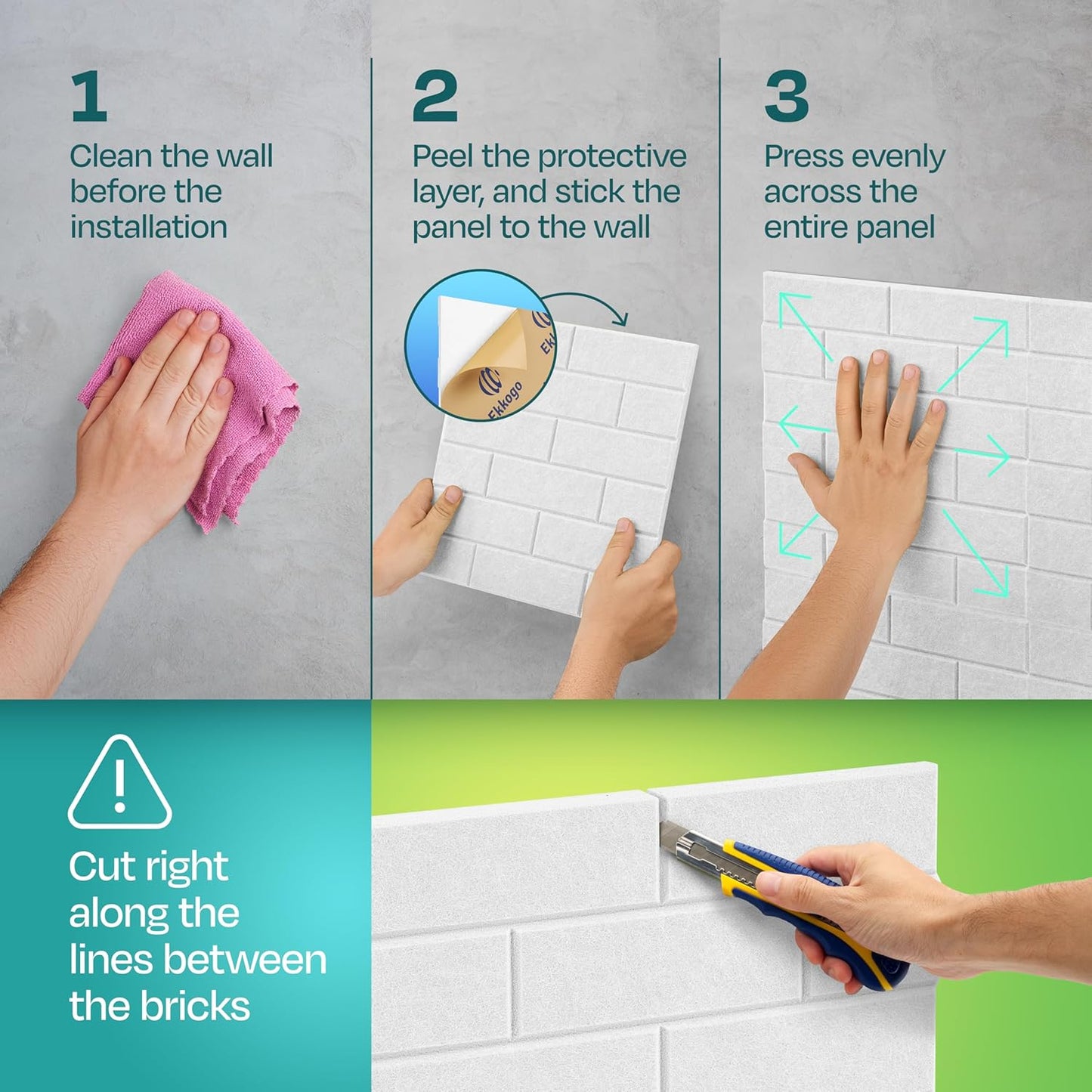 Acoustic Panels 18-Pack - Soundproof Wall Panels 12"X12"X0.4" Brick Style - Premium Sound Dampening - Easy Self-Adhesive Installation - White