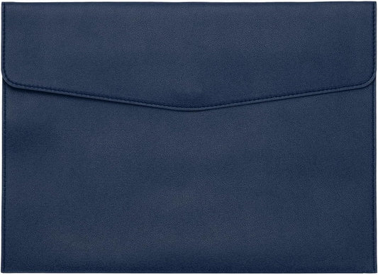 PATIKIL PU Leather A4 File Folder, Document Holder Filing Organizer Portfolio Envelope Folder Case with Snap Closure for Letter Receipt Style 2, Navy Blue