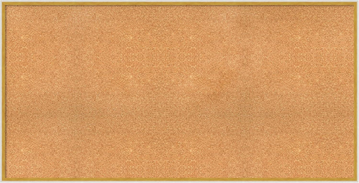 Amanti Art Natural Cork Board for Wall, 29x57 Vision Board with White Frame, Oversize Corkboard Office Decor for Home Organization, Modern Corkboard Pinboard to Display Items for Home Organization in