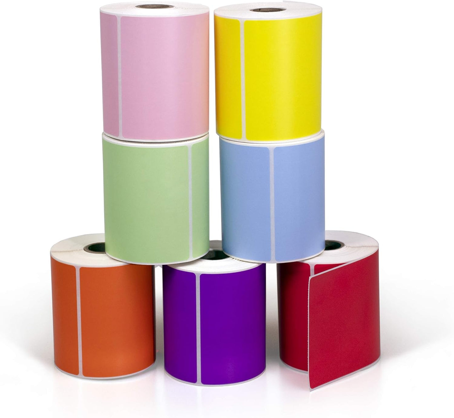 4" X 6" Direct Thermal Perforated Stickers Labels for Shipping Labels, Inventory, and Color Coding - Compatible with Zebra, Rollo, Godex and More (Pink, 6 Rolls)