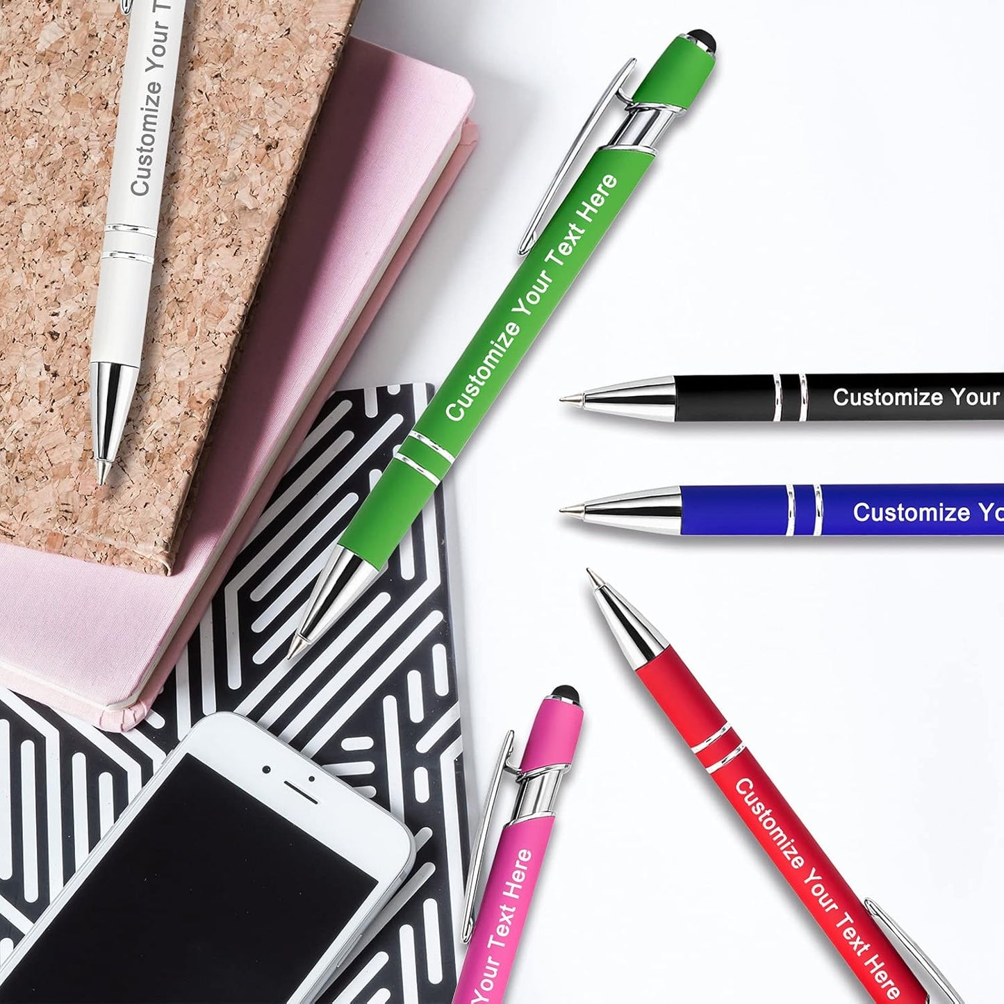 Max 500 Pcs Personalized Pens Bulk, Custom Pens with Free Engraving, Customized Stylus Tip Ballpoint Pen with Your Name Massage Text for School Office Business Graduation Anniversaries-20 Packs