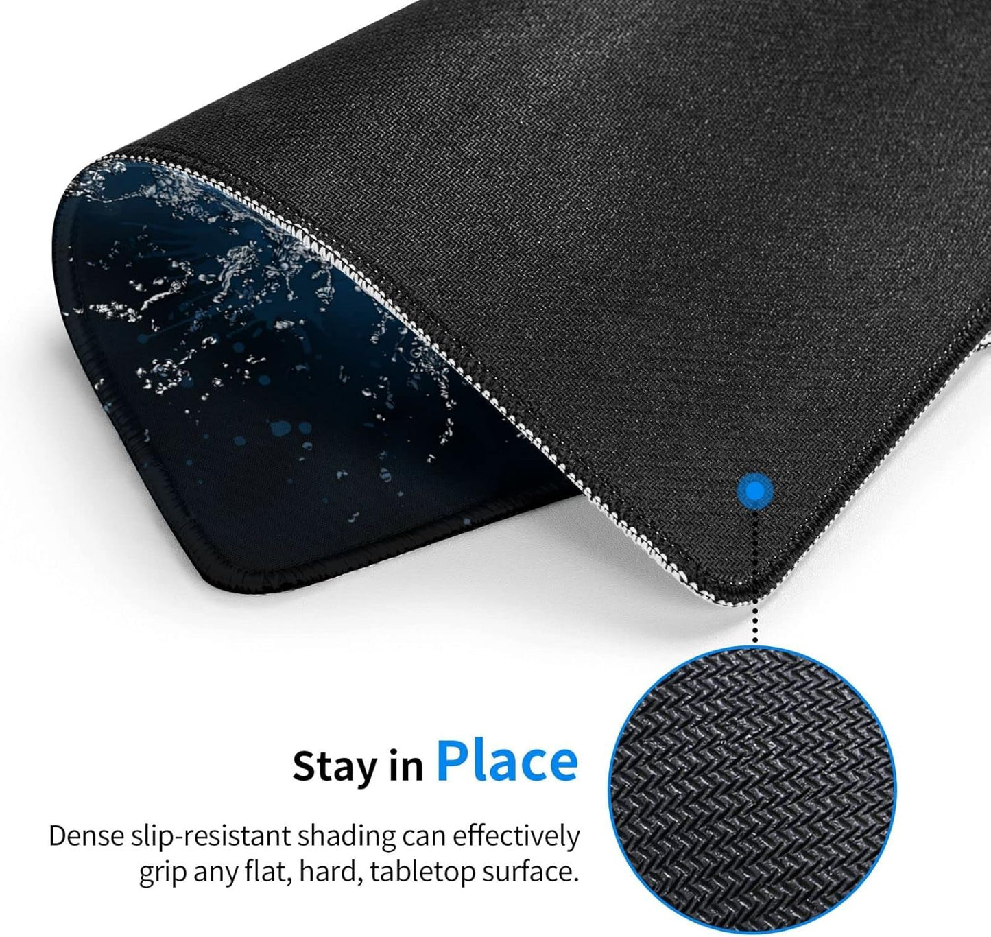 Boys Gaming Mouse Pad with Hockey Ball Fire Water Pattern, Large 12 x 10 inch Mouse Pads with Stitched Edge for Home Office Computer Laptop Non-Slip Rubber Base Desk Mat for Wireless Mouse