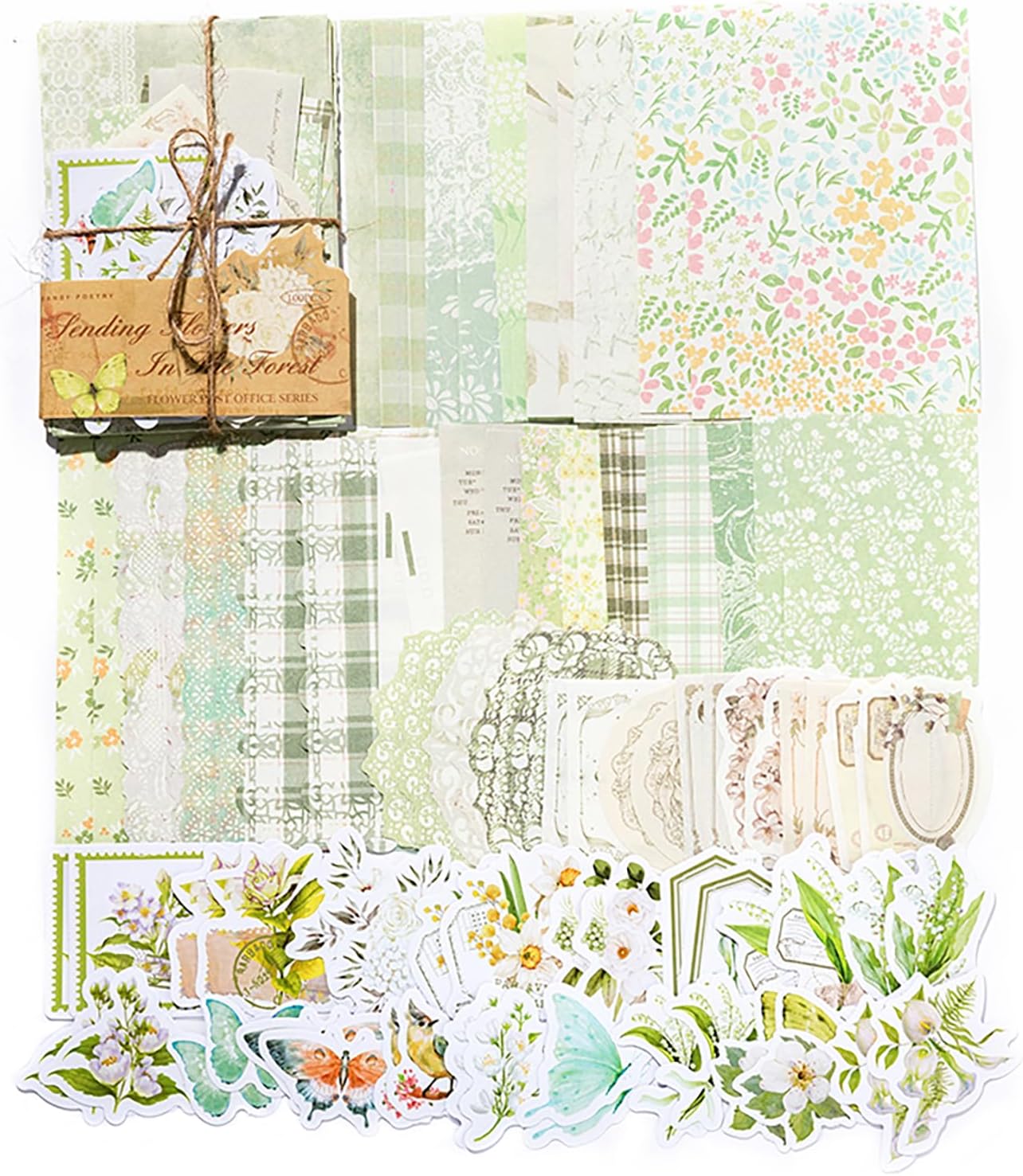 Doraking 100pcs Vintage Floral Scrapbook Paper Journaling Stickers Assorted Set, Material Paper Memo Junk Journal Supplies for Bullet Journaling Retro Crafts Planner Collage Card Album