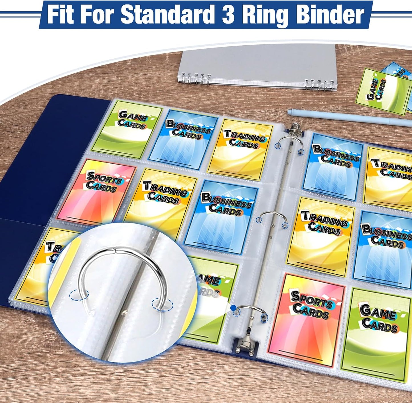 648 Pockets Double Side Trading Card Sleeves, Fabmaker 9 Pocket Card Sleeves Binder Sheets for 3 Ring Binder, Long-Lasting Trading Cards Binder Sleeves Fit for MTG, Baseball, Game, Business Cards