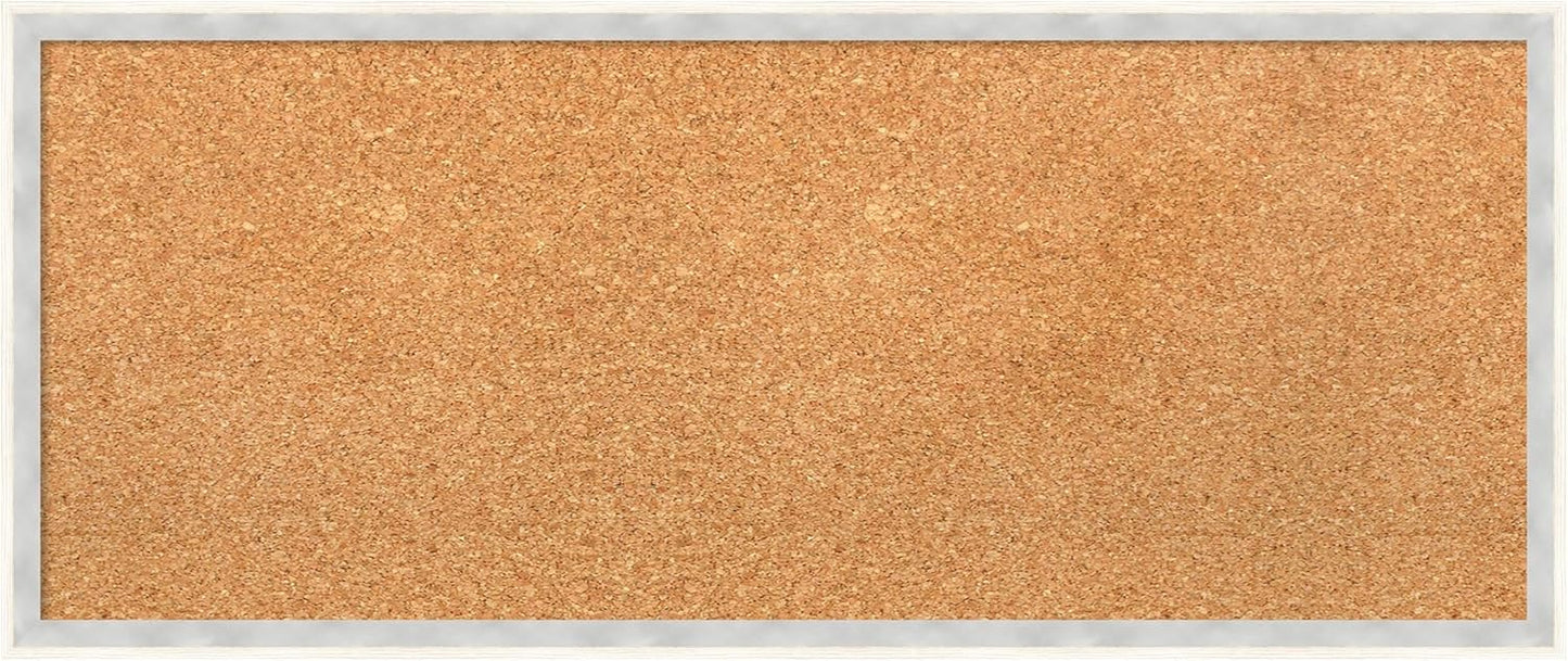 Amanti Art Natural Cork Board for Wall, 13x31 Vision Board with White Frame, Medium Corkboard Office Decor for Home Organization, Modern Corkboard Pinboard to Display Items for Home Organization in