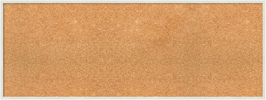 Amanti Art Natural Cork Board for Wall, 15x39 Vision Board with White Frame, Medium Corkboard Office Decor for Home Organization, Modern Corkboard Pinboard to Display Items for Home Organization in