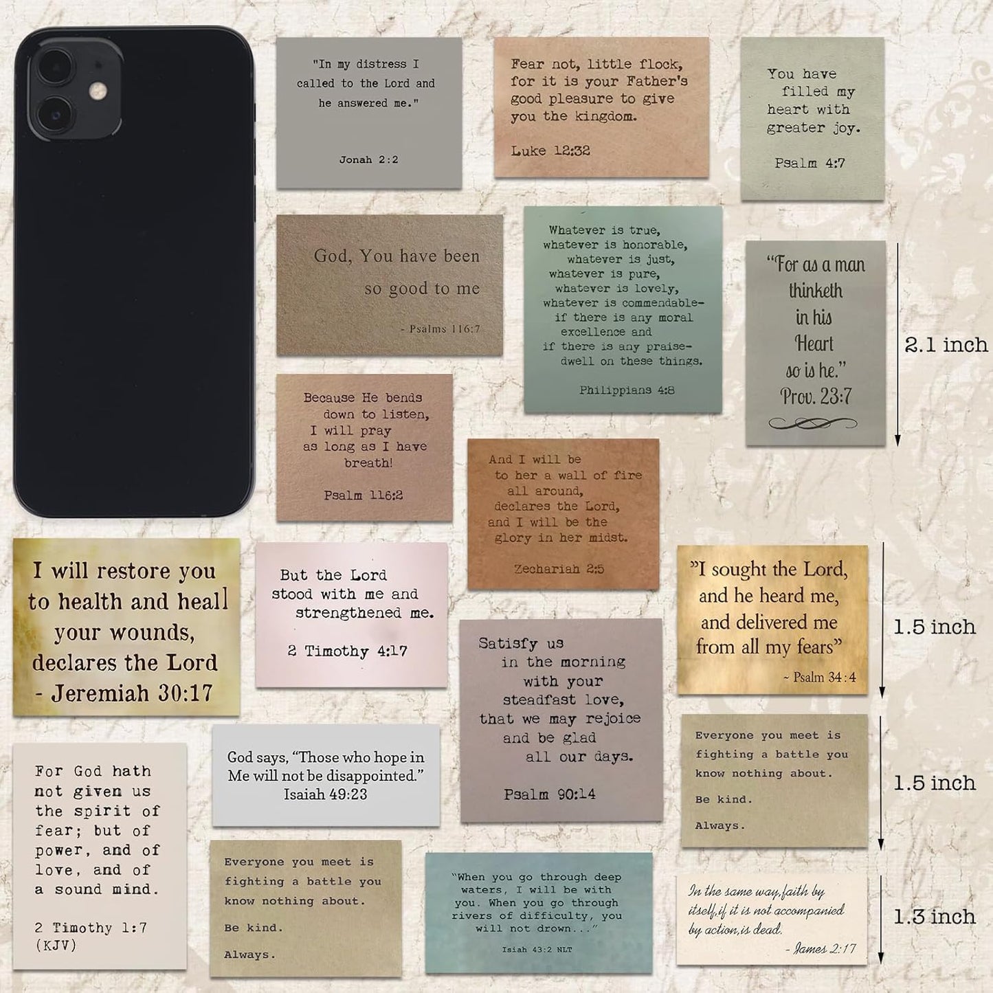 120 Pieces Retro Bible Verse Stickers (2 Pieces of Each), Inspirational Christian Vintage Journaling Stickers Typewriter Font Quotes Bible Study Supplies for Water Bottle Laptop Scrapbooking Decals