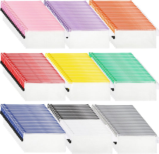 Zhehao 200 Pieces A6 Mesh Zipper Pouch Bulk Mesh Bags with Zipper Waterproof Small Pencil Pouches for School Office Supplies Organization 9.4 x 4.5 Inches(10 Assorted Colors)