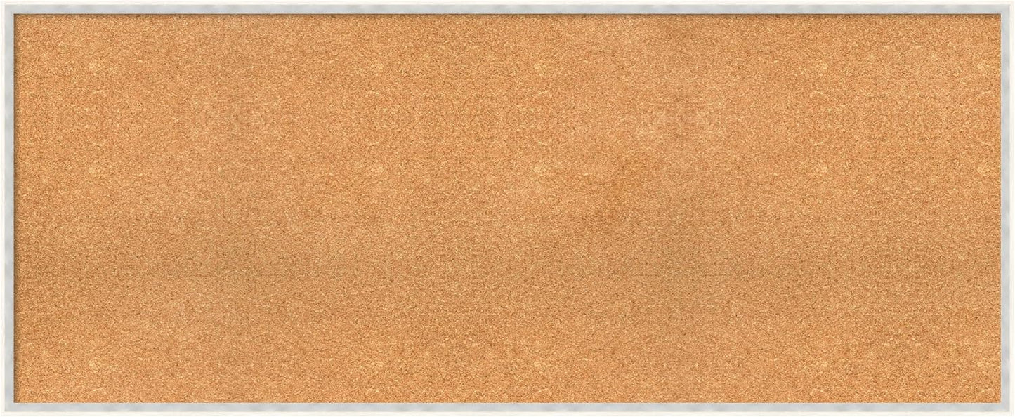 Amanti Art Natural Cork Board for Wall, 25x61 Vision Board with White Frame, Oversize Corkboard Office Decor for Home Organization, Modern Corkboard Pinboard to Display Items for Home Organization in