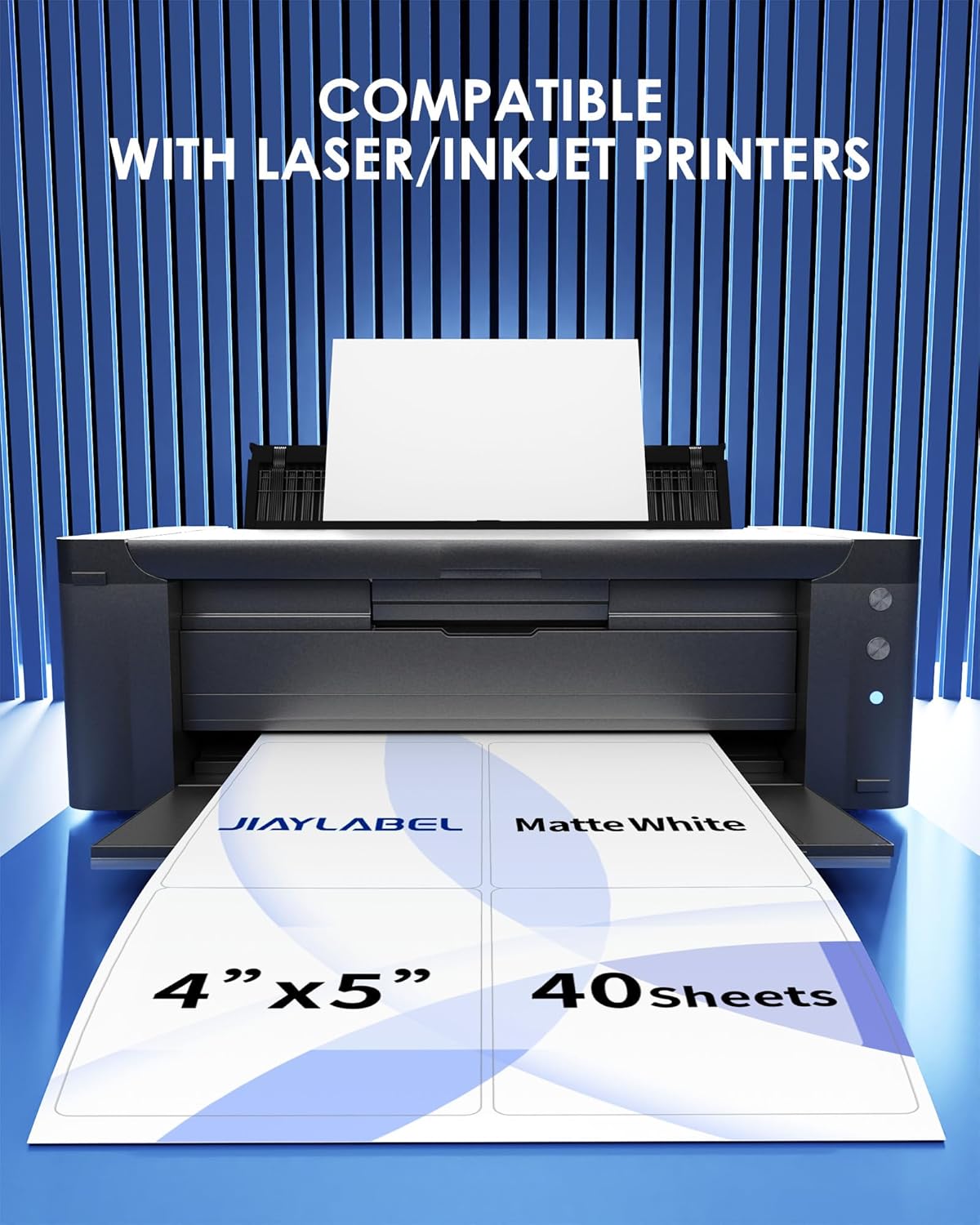 Shipping Label Address Mailing Stickers 4”x5” 40 Sheets Paper for Inkjet Printer Printable Name Tag Printing Thank You Labeling to Write on Envelopes Storage Bins File Folder Blank White 8.5 x 11