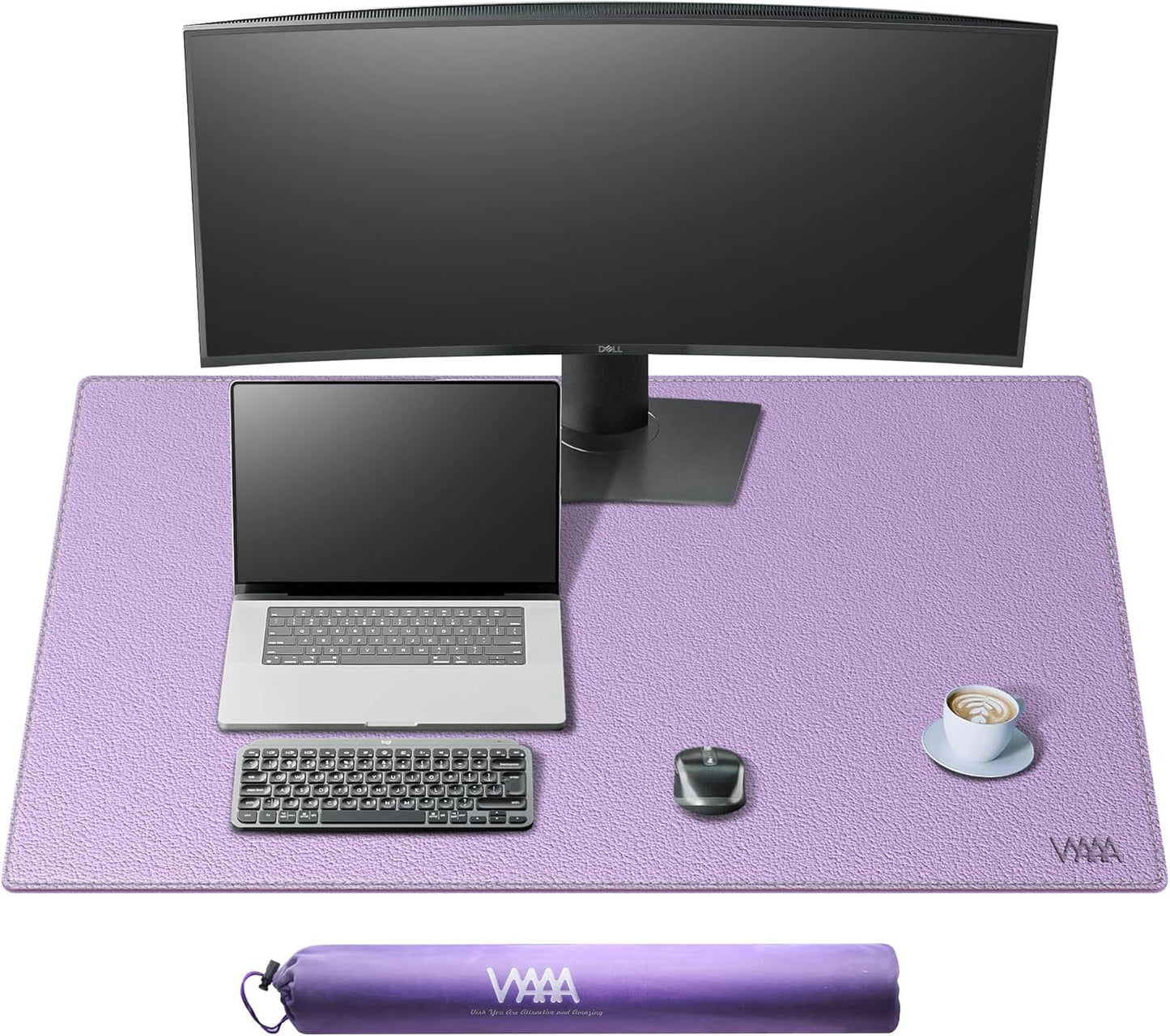 Vyaaa PU Leather Desk Mat, 40“ x 24” XXL Leather Desk Pad, Waterproof Extra Large Desk Mat, Large Mouse Pad, Desk Mats on top of Desks for Home or Office (Purple)