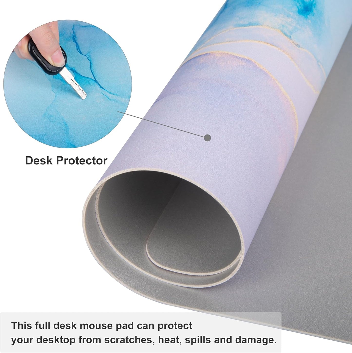 QIYI Large Mouse Pad, PU Leather Desk Mat for Desktop, Waterproof Gaming Desk Pad, Marble Painting Full Desk Accessories Keyboard Mousepad, Home & Office Décor 31.5" x 15.7" - Abstract Fluid Art