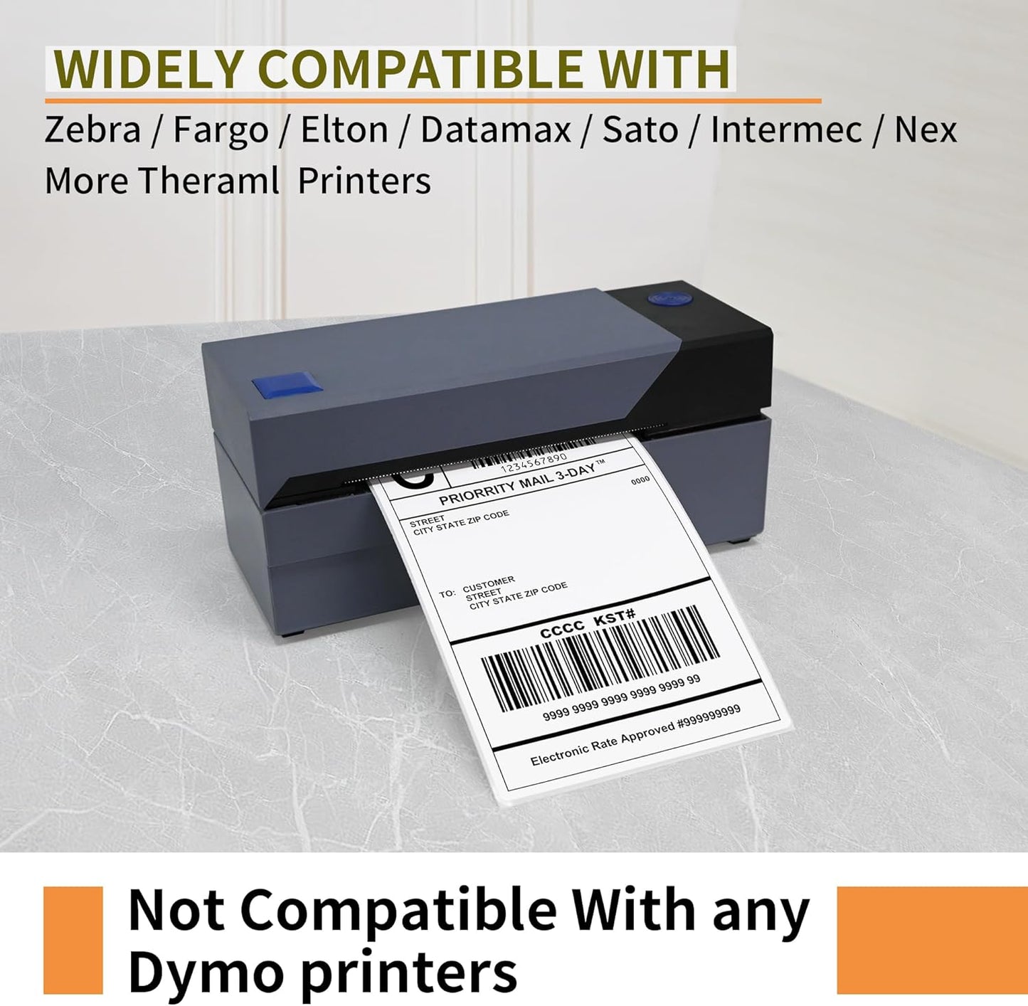 L LIKED 8000 Fanfold 4 x 6 Thermal Labels, with Perforated Line Shipping Labels, Compatible with Zebra & Rollo Printer, White, Commercial Grade