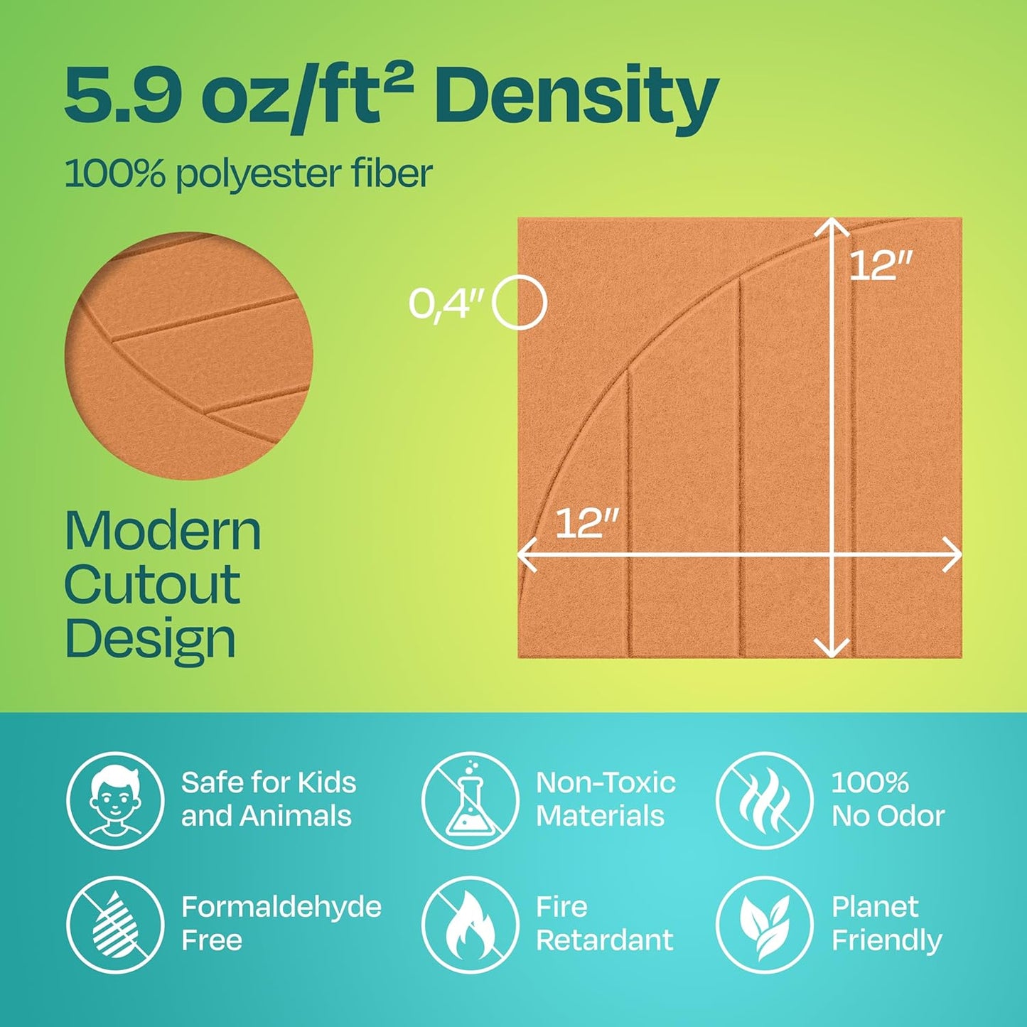 Acoustic Panels 12-Pack Soundproof Wall Panels 12"x12"x0.4" Decorative Sound Dampening for your Home, Office, Studio, Bedroom & More with Unique ModuArc Carving [70'S Orange]