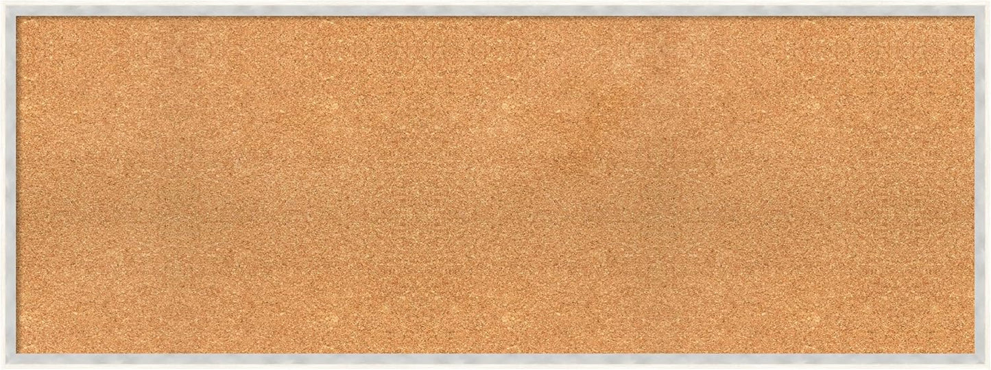 Amanti Art Natural Cork Board for Wall, 19x51 Vision Board with White Frame, Oversize Corkboard Office Decor for Home Organization, Modern Corkboard Pinboard to Display Items for Home Organization in
