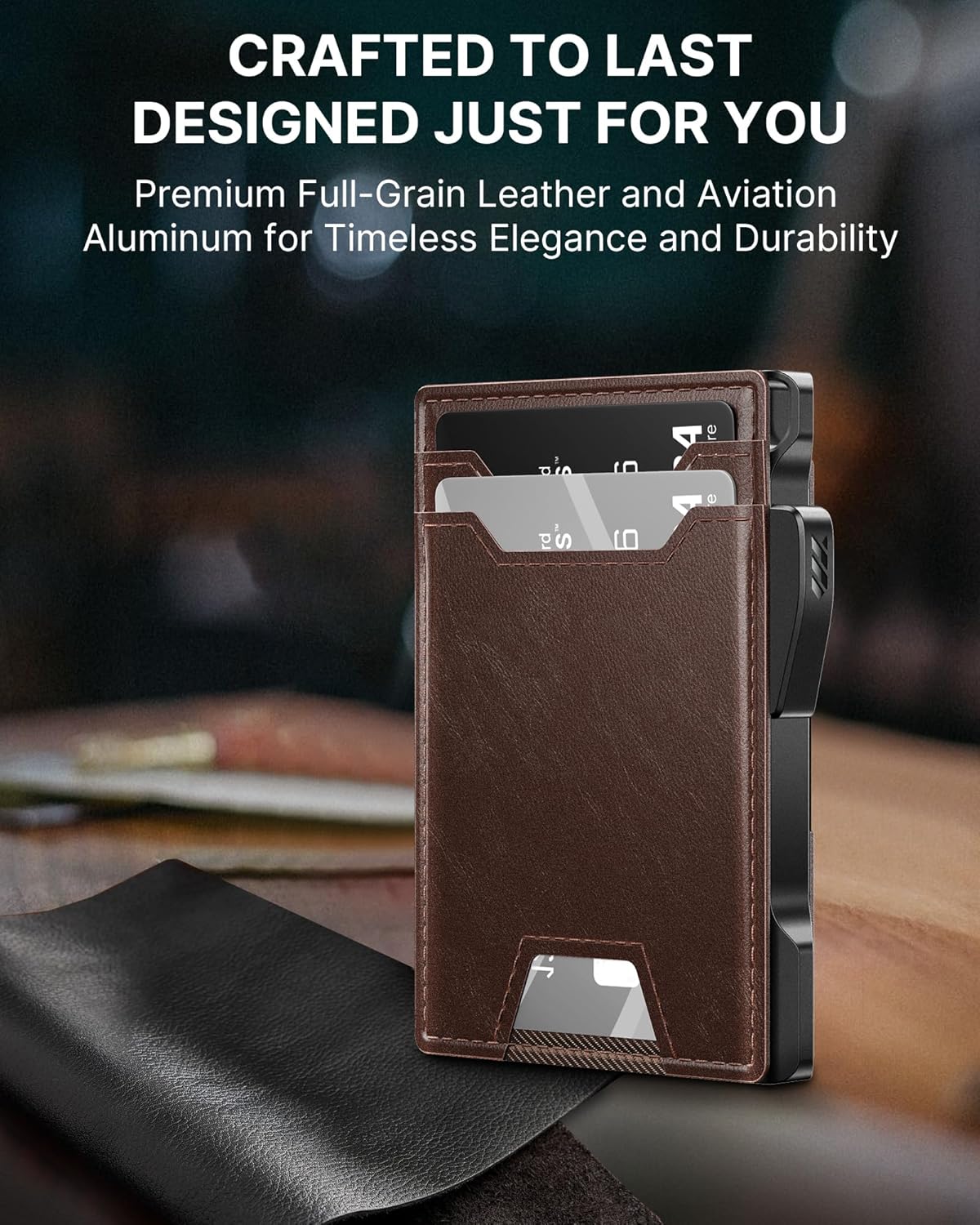 typecase Pop Up Wallet: Slim Wallet with Money Clip, Rfid-blocking, Minimalist, Small, Thin, Compact Card Case, Magnetic Bifold, Front Pocket Wallet, 9-13 Card Capacity, Mens Wallet - Oil Wax Brown