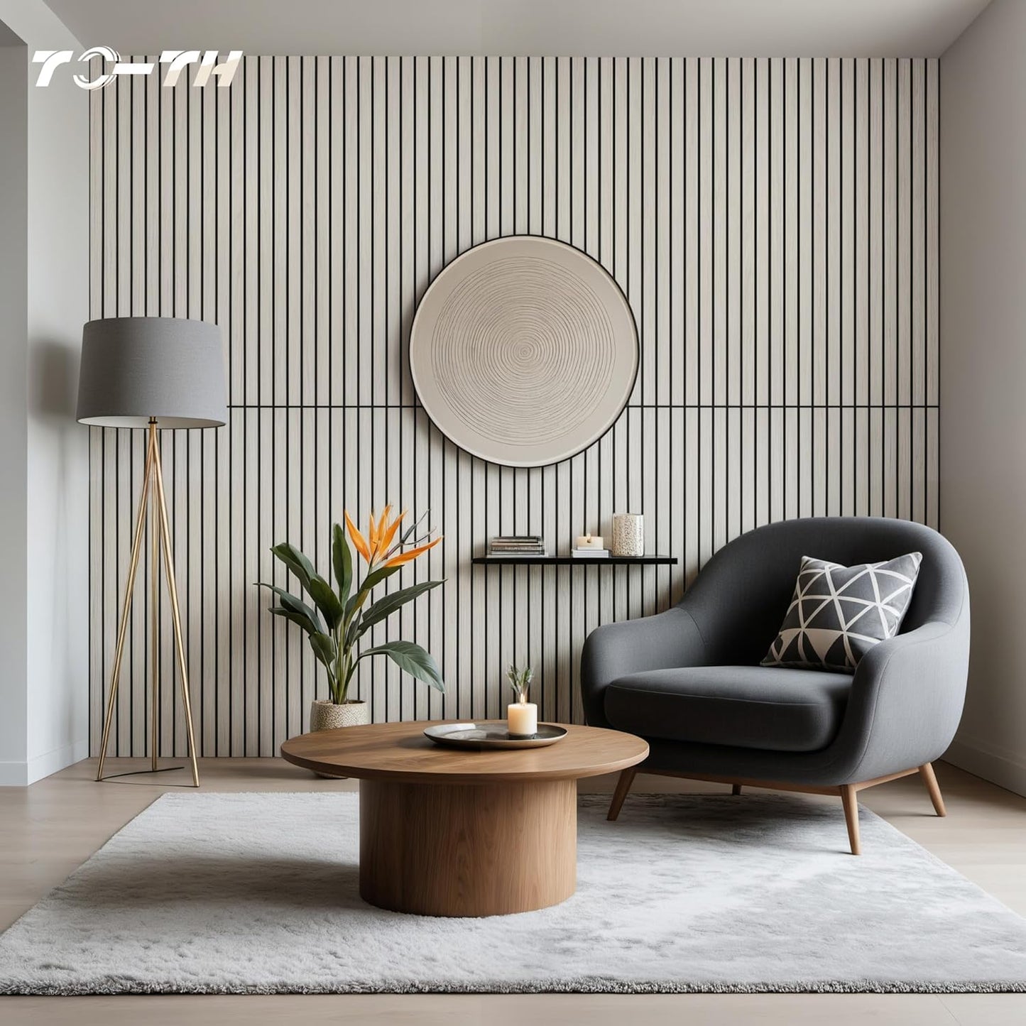 TO-TH Wood-Look Acoustic Wall Panels, 10 Pack 47.2” x 23.6” Acoustic Panels, Decorative Sound Absorbers Sound Dampening Panels for Home, Office, Basement, Natural Oak