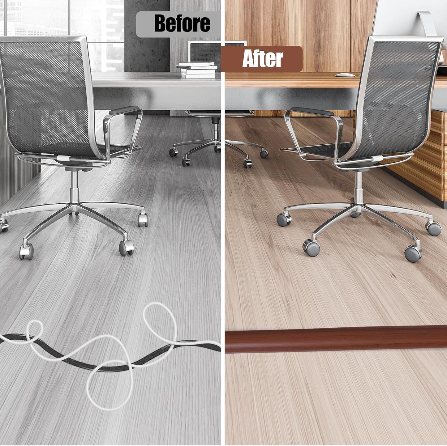 Floor Cord Cover Self Adhesive Cord Hider,20FT Cable Management, Extension Strip Protector for Wires, Prevent Cable Trips for Offices, Gyms, Exhibitions Cavity:0.39"(W) x0.27(H) Wood Red Teak