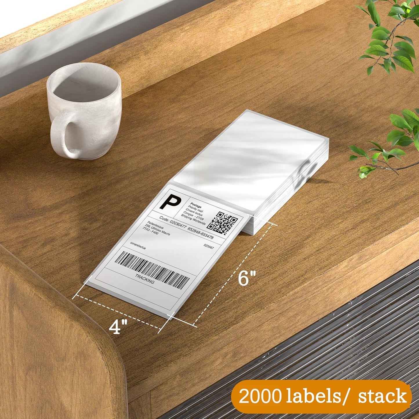 4" x 6" Thermal Labels, 2000 Fanfold Labels, Direct Thermal Shipping Label Compatible with Nelko, Rollo, Zebra, Brother, Orgbro, Munbyn, Jadens Shipping Label Printer, Commercial Grade