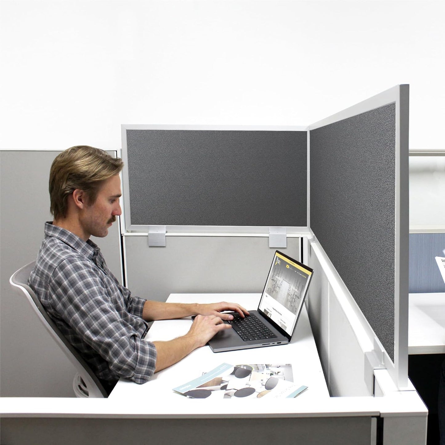 OBEX Acoustical Cubicle Privacy Screen Extender Desk Panel & Office Divider, Add Separation & Block Noise, 18" x 24", Graphite