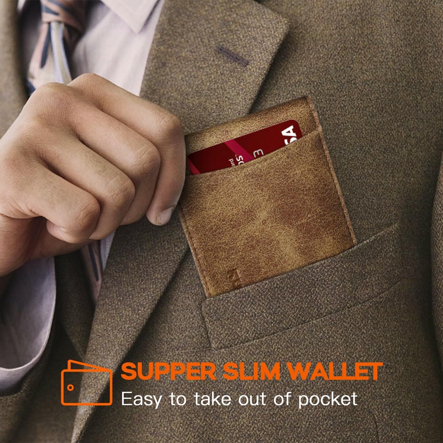 Slim Wallet for Men Genuine Leather RFID Blocking Bifold Minimalist Front Pocket Mens Wallet with Money Clip Thin Gift Box