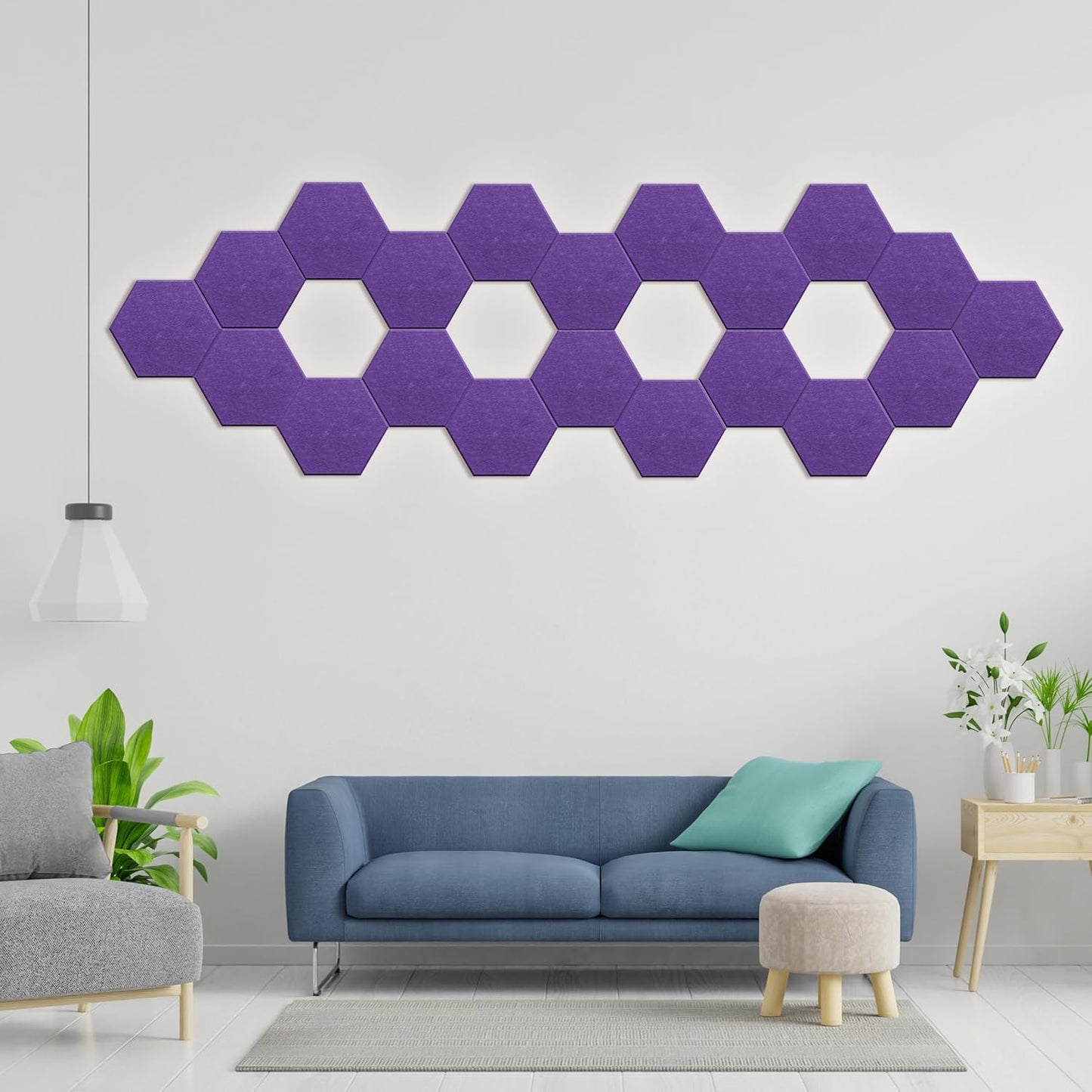 Hexagonal Acoustic Panels-12 Pack High-Density Sound Absorbing Panels 12"X10"X0.4" for Enhanced Noise Reduction, DIY Design, Idea for Studios, Offices, and Home Theaters(Violet)