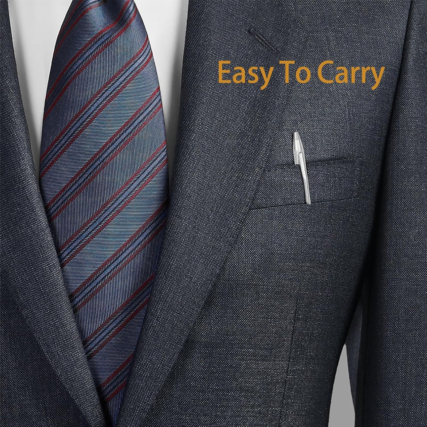 Cambond Ballpoint Pens Fancy Pens - Wedding Guest Book Metal Pen Uniform Christmas Gift Sliver Pen Black Ink 1.0mm Medium Point, 3 Pens with 3 Refills (Silver)