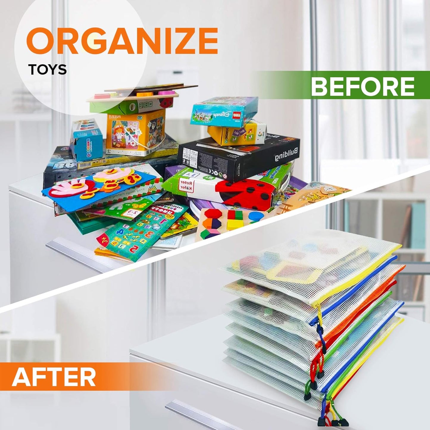 5 Pack Mesh Zipper Pouch Bags 10x14 inch - Plastic Zipper Pouches for Organizing - Document Bags With Zippered - Letter Size Zippered Pouch - Document Pouches