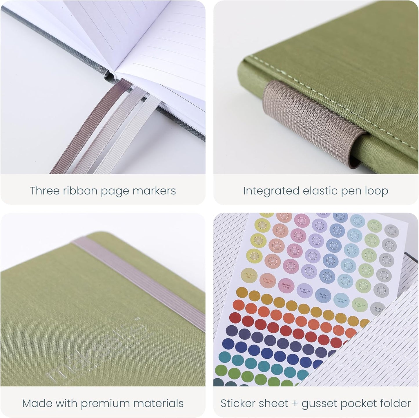 Quarterly Undated Planner - Goal Setting And Weekly Planner, Productivity Tools, Time-Management, Habit Tracker, Green