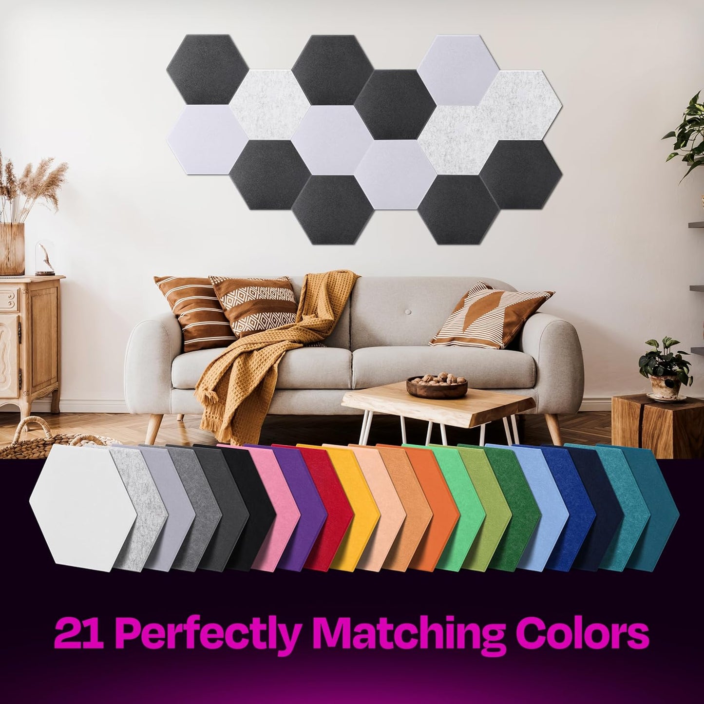 Acoustic Panels 12-Pack Soundproof Wall Panels 14"X12.1"X0.4" Sound Panels High Density Sound Dampening Panels - [Dark Gray Hexagon]