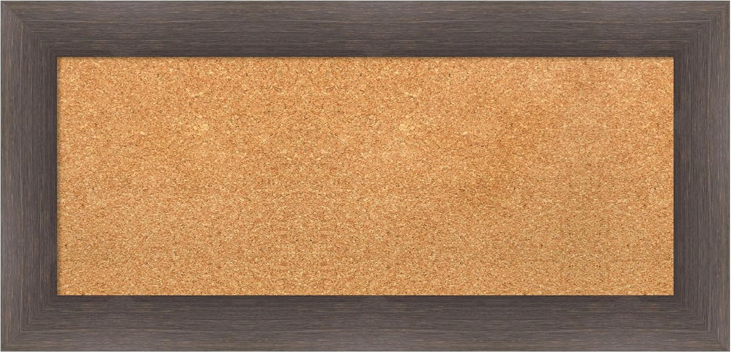 Amanti Art Natural Cork Board for Wall, 17x35 Vision Board with Brown Wood Frame, Medium Corkboard Office Decor for Home Organization, Country Rustic Corkboard Pinboard to Display Items for Home