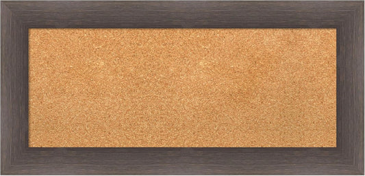 Amanti Art Natural Cork Board for Wall, 17x35 Vision Board with Brown Wood Frame, Medium Corkboard Office Decor for Home Organization, Country Rustic Corkboard Pinboard to Display Items for Home