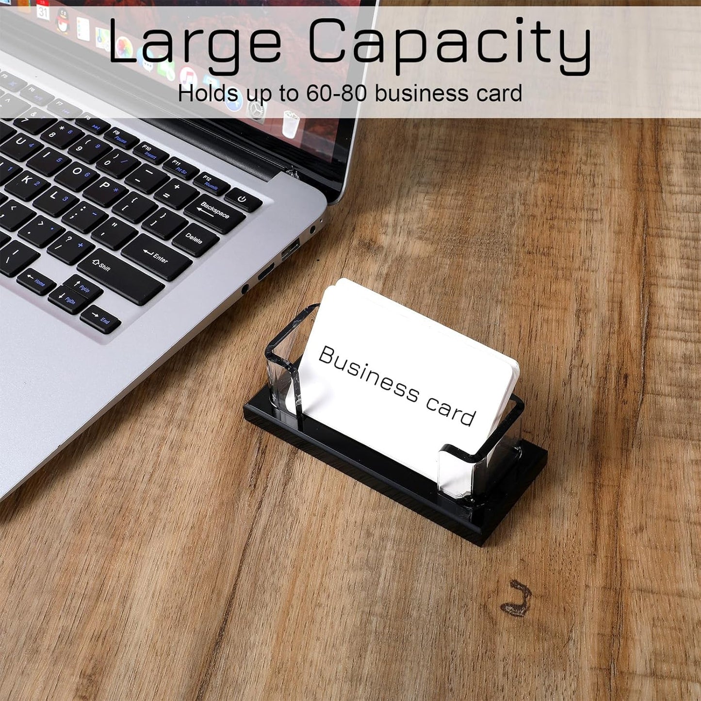 4 Pack Acrylic Business Card Holder for Desk, Clear Professional Display Stand with Stable Base, Office Desktop Organizer for Conferences, Events, Reception