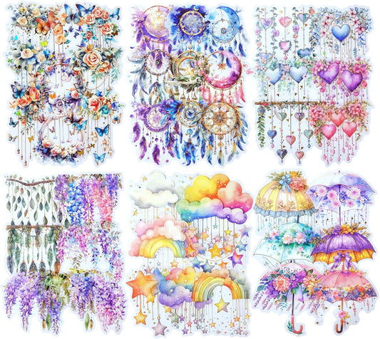 Fairy Tale PET Sticker Set, 60PCS Fantasy Scrapbook Supplies with Gold Foil Accents Waterproof Journal Stickers for DIY Crafts, Planners, and Collages