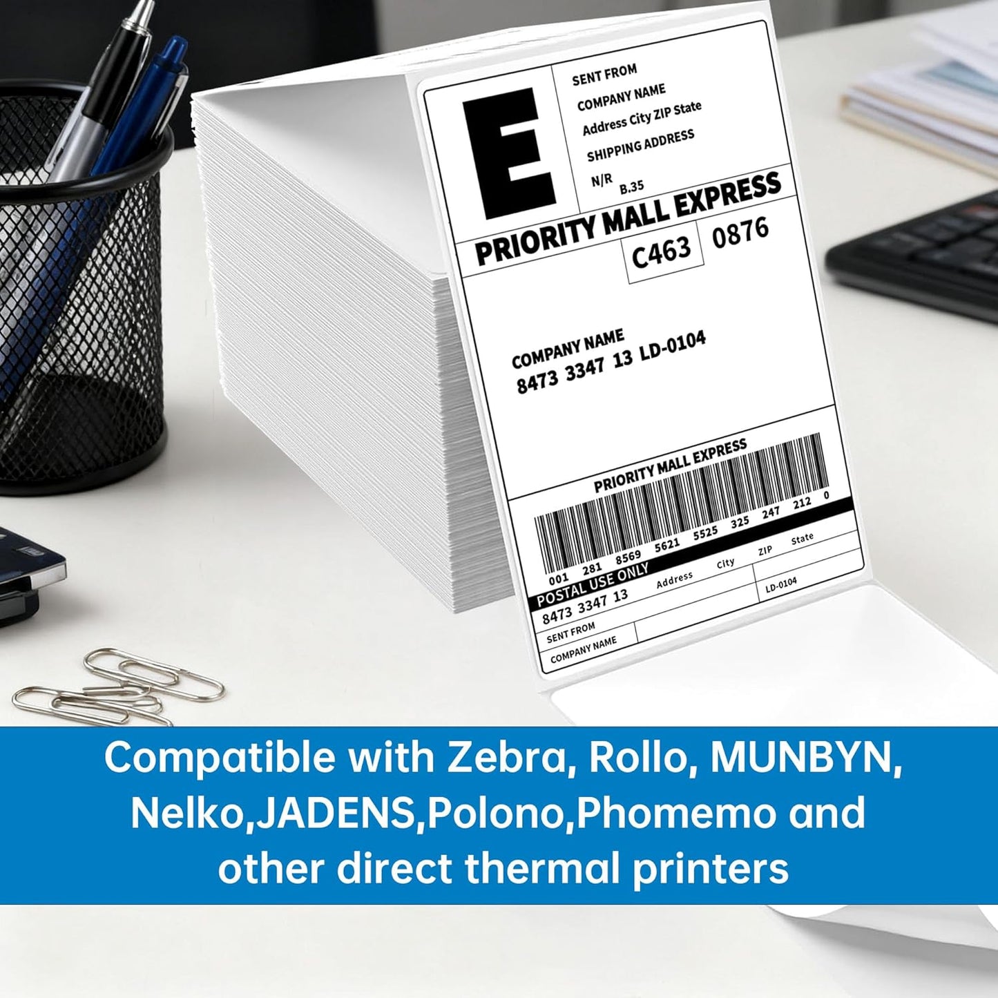 HUOJI 4x6 Direct Thermal Shipping Labels, 2 Stacks 2000 Labels, Fanfold, Compatible with Rollo, Zebra, MUNBYN Printers(Commercial Grade)