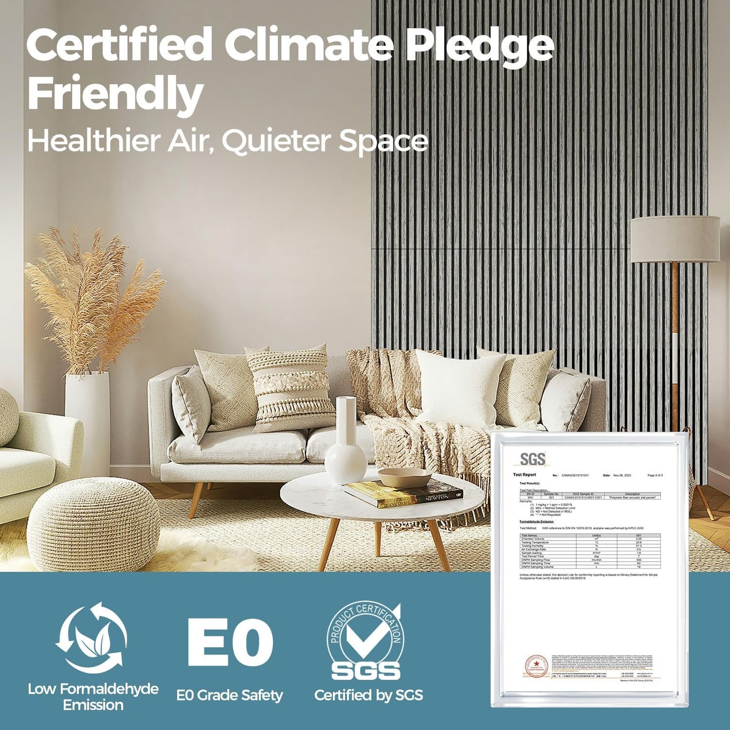 AKUMAX Wood Slat Acoustic Panels for Wall and Ceiling-2 Pack Art Acoustic Foam Panels 96x24Inches 3d Wall Panels High Density Sound Dampening Panels (Sineroak)