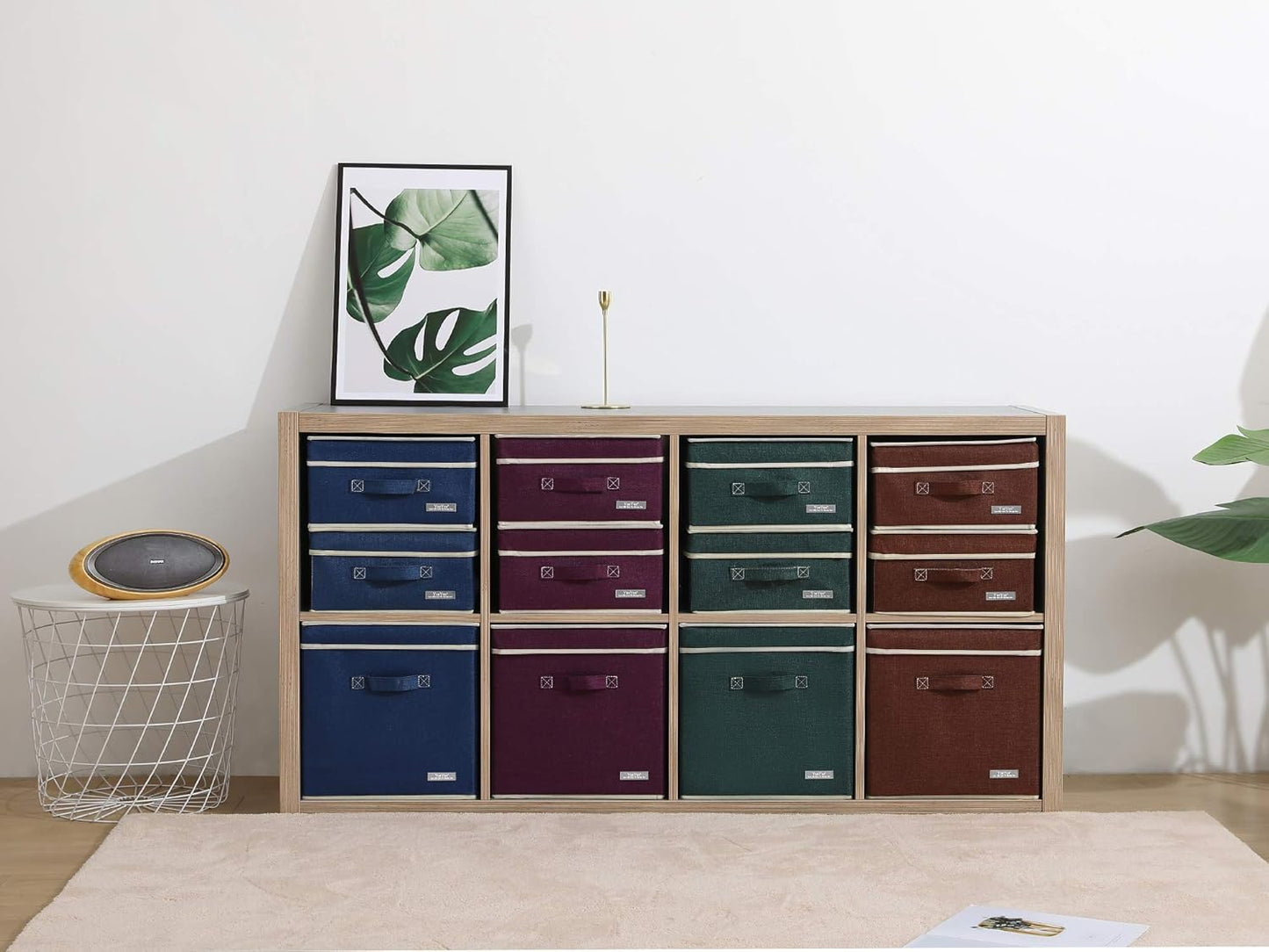 YueYue Foldable Fabric Closet Organizer Bins Box Storage - 4 Pack 12.4 X 12 X 6.7 Inch Storage Bins With Lids 4 Dark Color Boxes - Bins Storage Box Cloth Basket Pack Lid