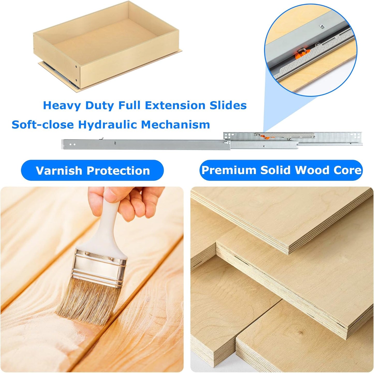 WelFurGeer Soft Close Pull Out Cabinet Organizer, 29" W x 22" D Heavy-Duty Pull-Out Cabinets Drawers, Smooth Slide-Out Shelf for Kitchen Cabinets, Space-Saving Cabinet Organizer with Easy Installation