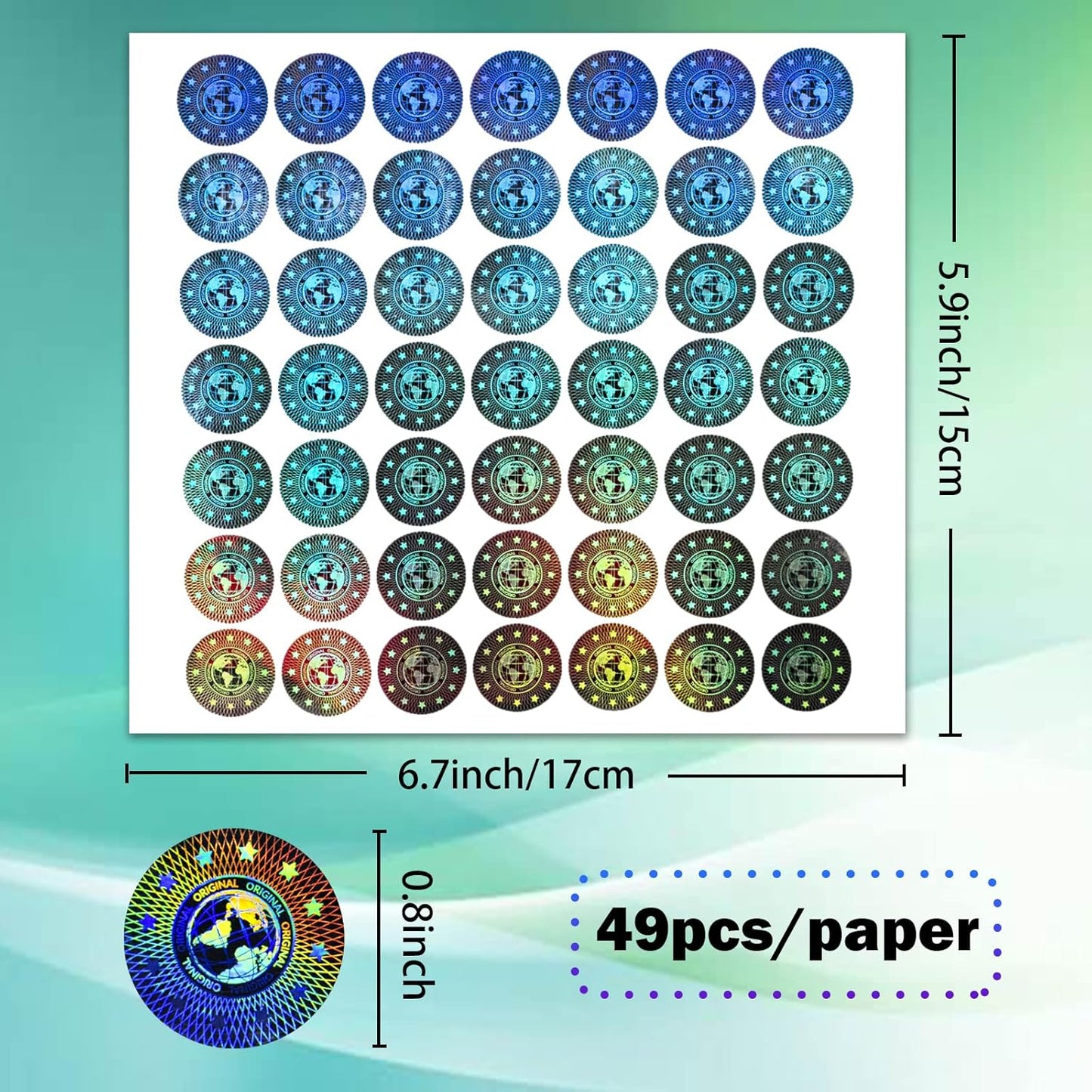 380pcs Hologram Tamper Proof Security Labels - Warranty Void Stickers, Tamper Evident Seal, Holographic Round Stickers (0.8inch, Silver, GQYH)