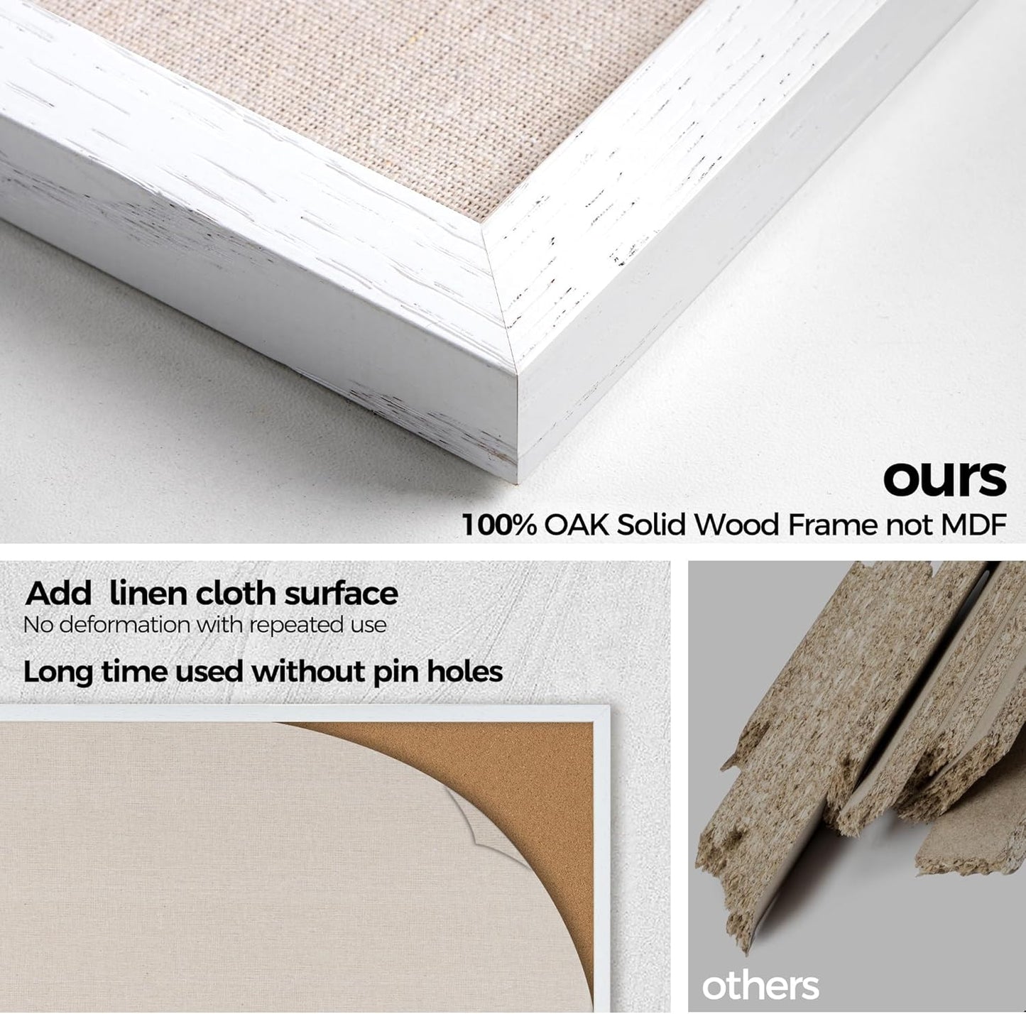 Fun Memories Cork Board Bulletin Board for Office, 20" x 30" Oak Wooden Framed Corkboard, Wall Mounted Notice Pin Board for School Home & Office, White