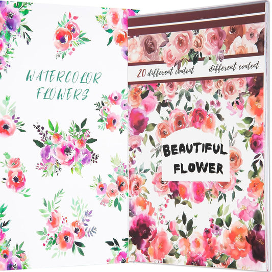 YagCu Vintage Watercolor Floral Sticker Book, Pre-Cut Stickers for Journaling, Assorted Washi Paper PET Materials, Junk Journal Supplies, Scrapbooking Crafts Arts