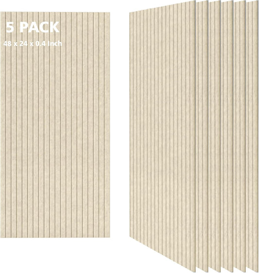 Acoustic Panels,5 Pack Sound Panels Noise Reducing for Walls,48"x24"x0.4" Soundproof Wall Panels,High-Density Acoustic Wall Panels,Decorative Sound Dampening Panels,Camel