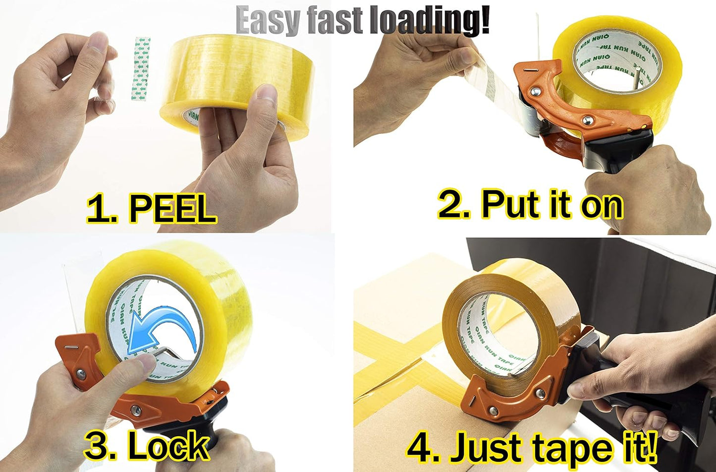 2 Pcs Rapid-Replace Packing Tape Dispenser Guns with Extra Blade, 2 in (50mm) Lightweight Ergonomic Industrial Handheld Heavy Duty Tape Cutter for Carton, Packaging and Box Sealing, LDS Industry