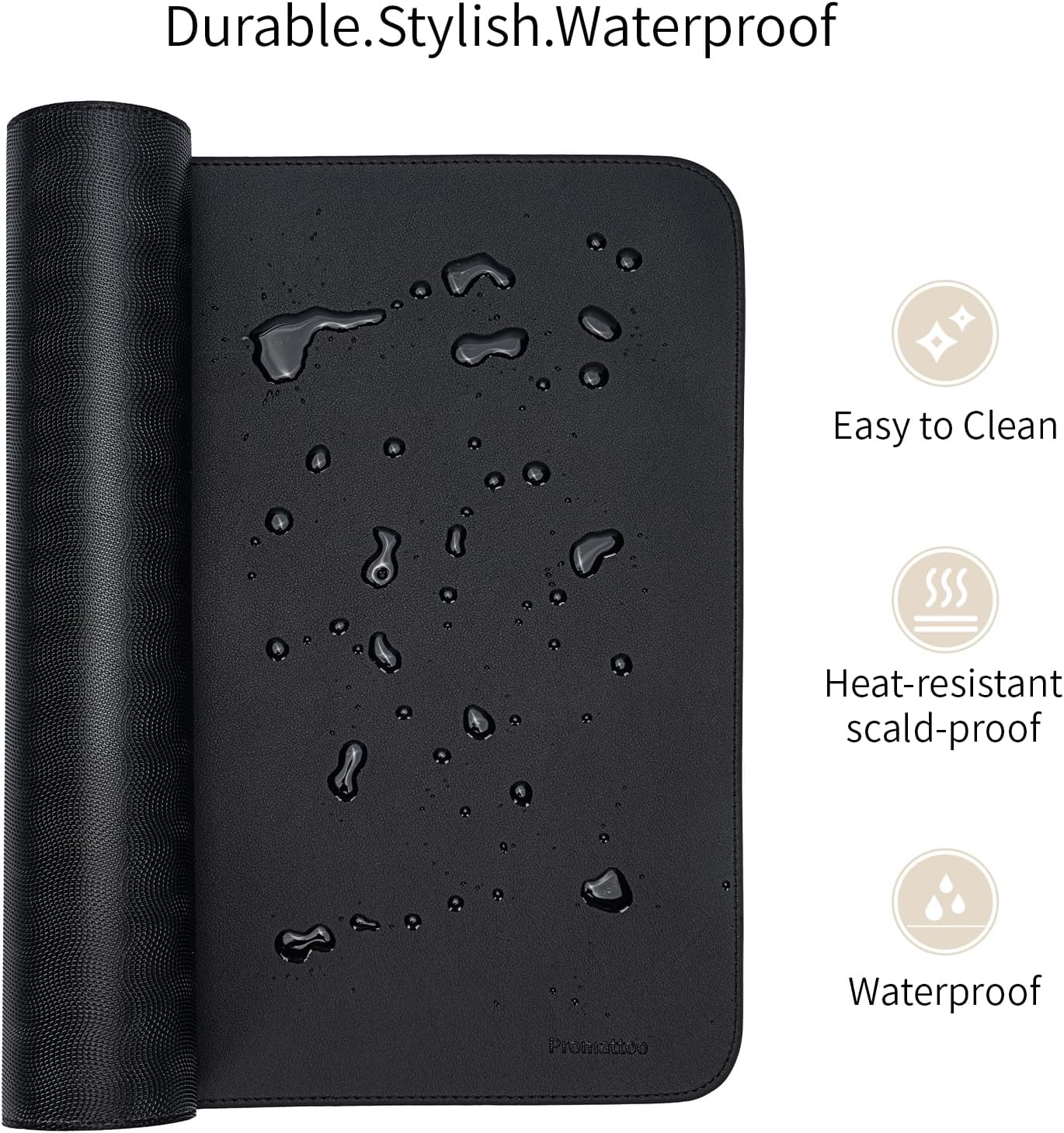 Oversized Non-Slip Desk Pad Protector – Grips Desk Firmly, Anti-Slip Like You've Never Seen! Vegan Leather Waterproof Laptop Mat for Keyboard & Mouse – Large Office Pad– Obsidian Black