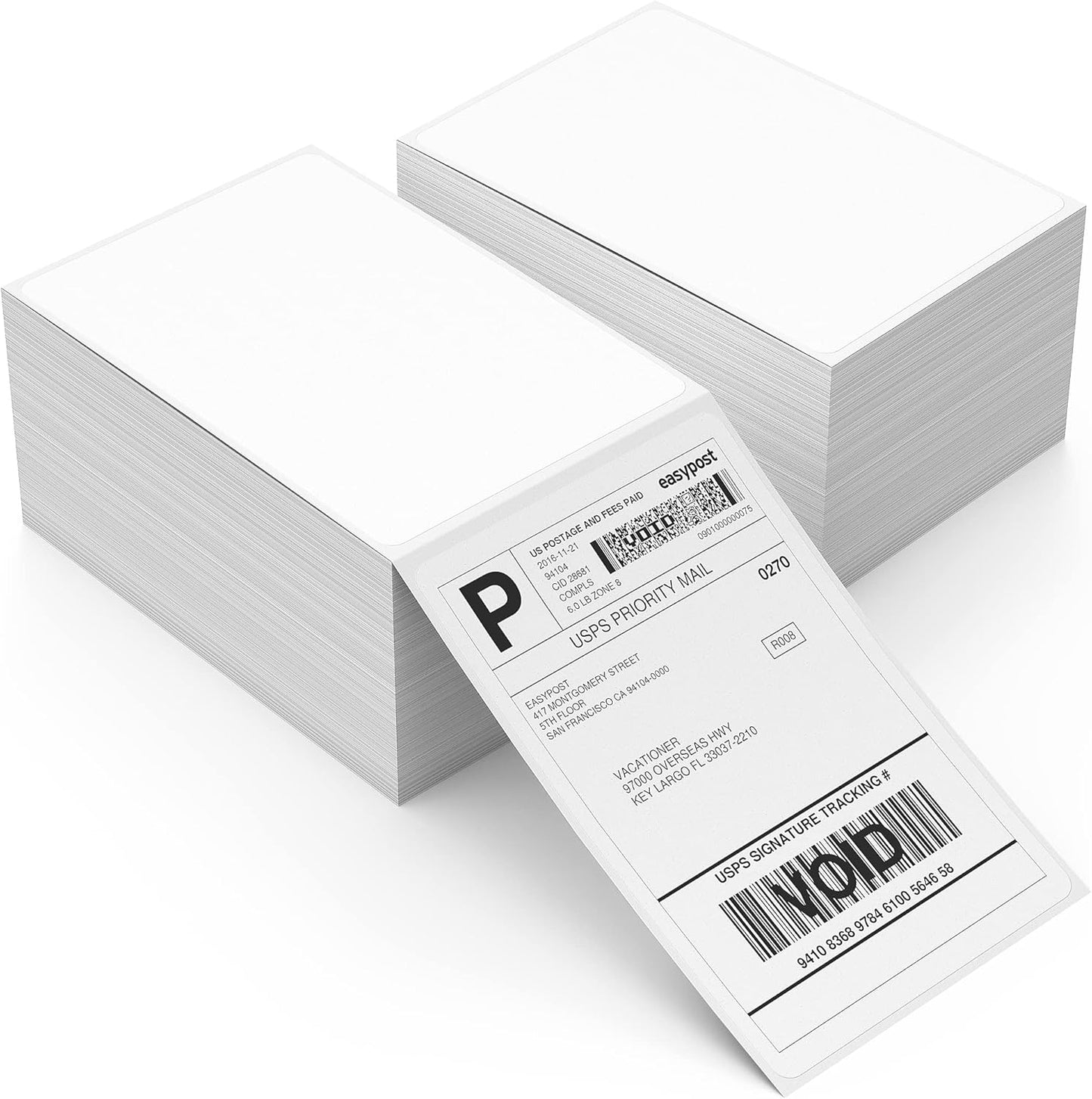 Thermal Shipping Labels 4x6, 500 Fan-Fold and Perforated Two Pack, Commercial Grade with Permanent Adhesive, Direct Thermal Printer Label Compatible with Zebra, Rollo, iDRPT, Polono, MUNBYN, Elton
