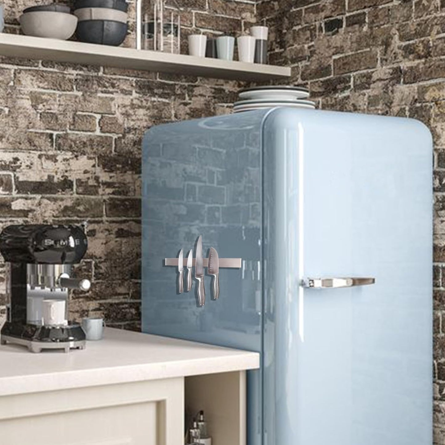 Magnetic Knife Holder for Refrigerator – 12 Inch Professional Double Sided Magnetic Knife Strip for Fridge - Stainless Steel Magnetic Knife Holder for Wall Self Adhesive