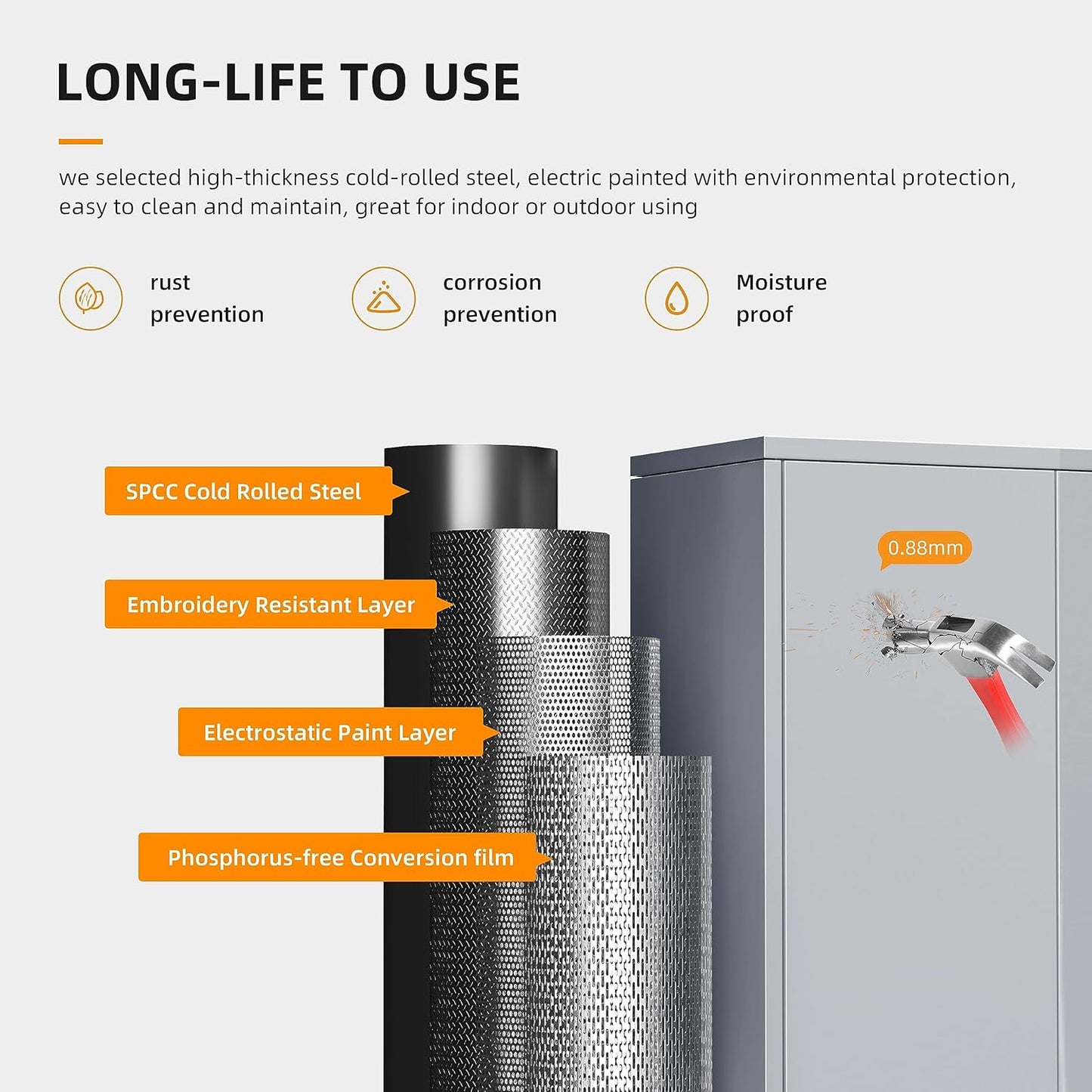 INTERGREAT Garage Storage Cabinets with Doors and Shelves, 72" Steel Tool Locking Cabinet, Metal Storage Cabinet for Home Office, Warehouse, School (Cement Grey)