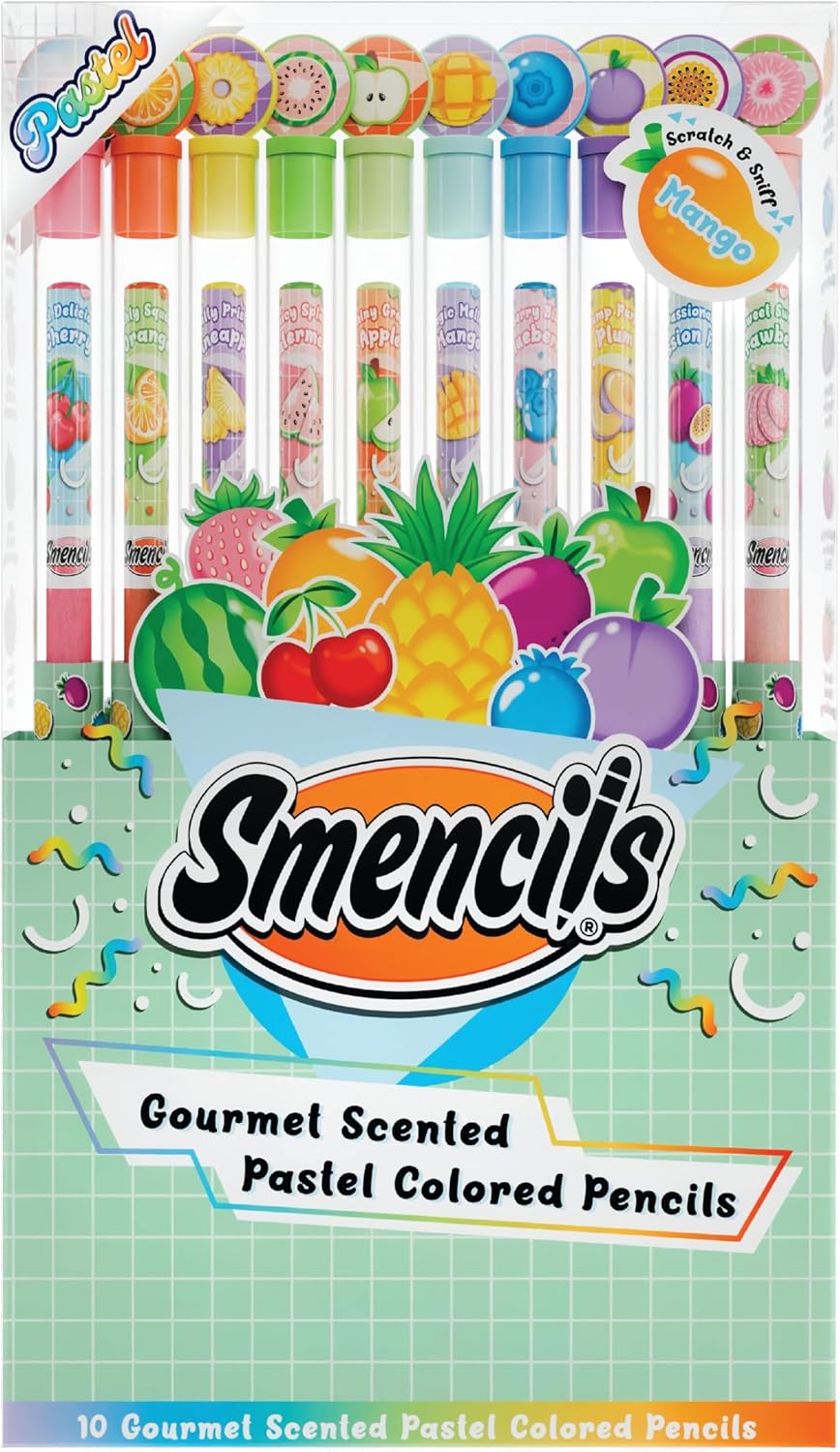 Pastel Colored Smencils - Patented Gourmet Scented Colored Pencils made from Recycled Newspapers, 10 Count, Gifts for Kids, School Supplies, Classroom Rewards