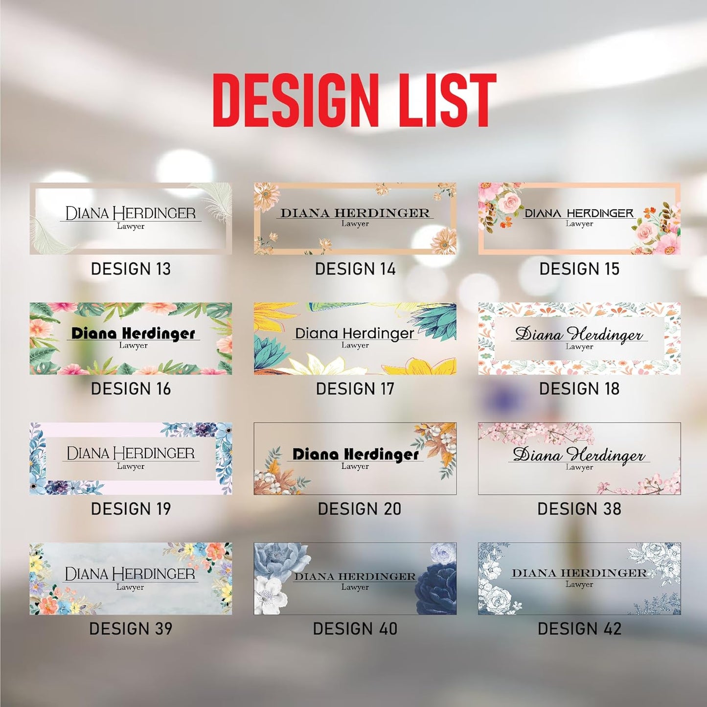 Custom Acrylic Name Plate, Office Name Plate, Personalized Name Plate, New Job Gift, CoWorker Gift, Custom Office Desk Decor, Phd Gift (Flower designers)